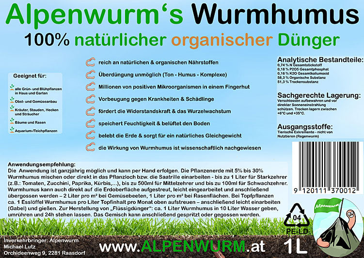 Bio Wurmhumus (1L Eimer)